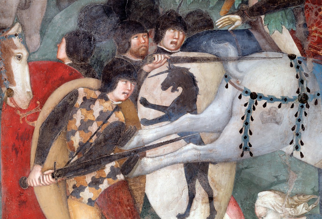Korsfestelsen, detalj av soldater (Fresco av Lorenzo Salimbeni