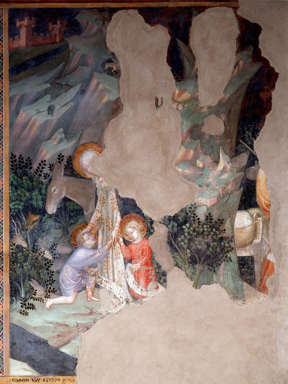 Møtet mellom Maria og Jesus med døperen Johannes som barn, detalj (Fresco av Lorenzo Salimbeni