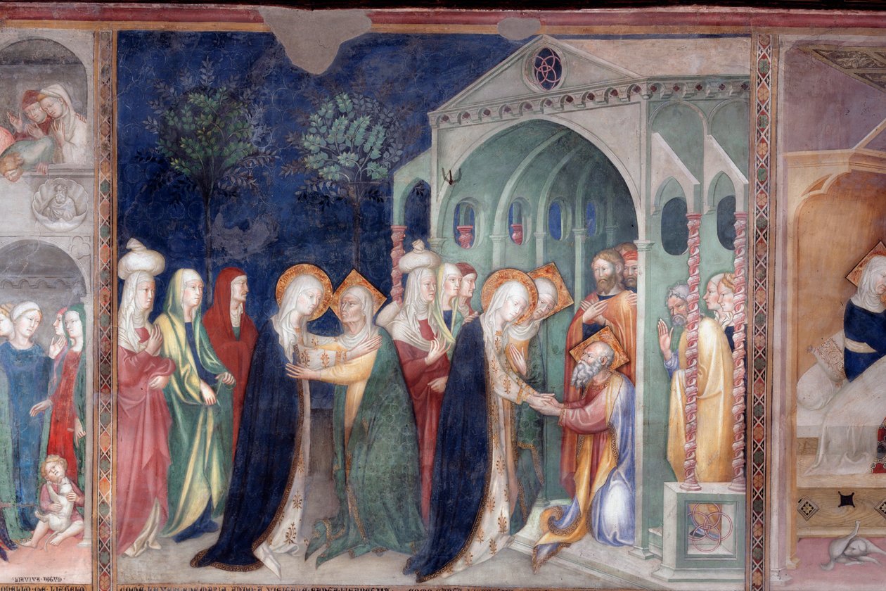 Marias besøk til den hellige Elizabeth og den hellige Zachary (Fresco av Lorenzo Salimbeni