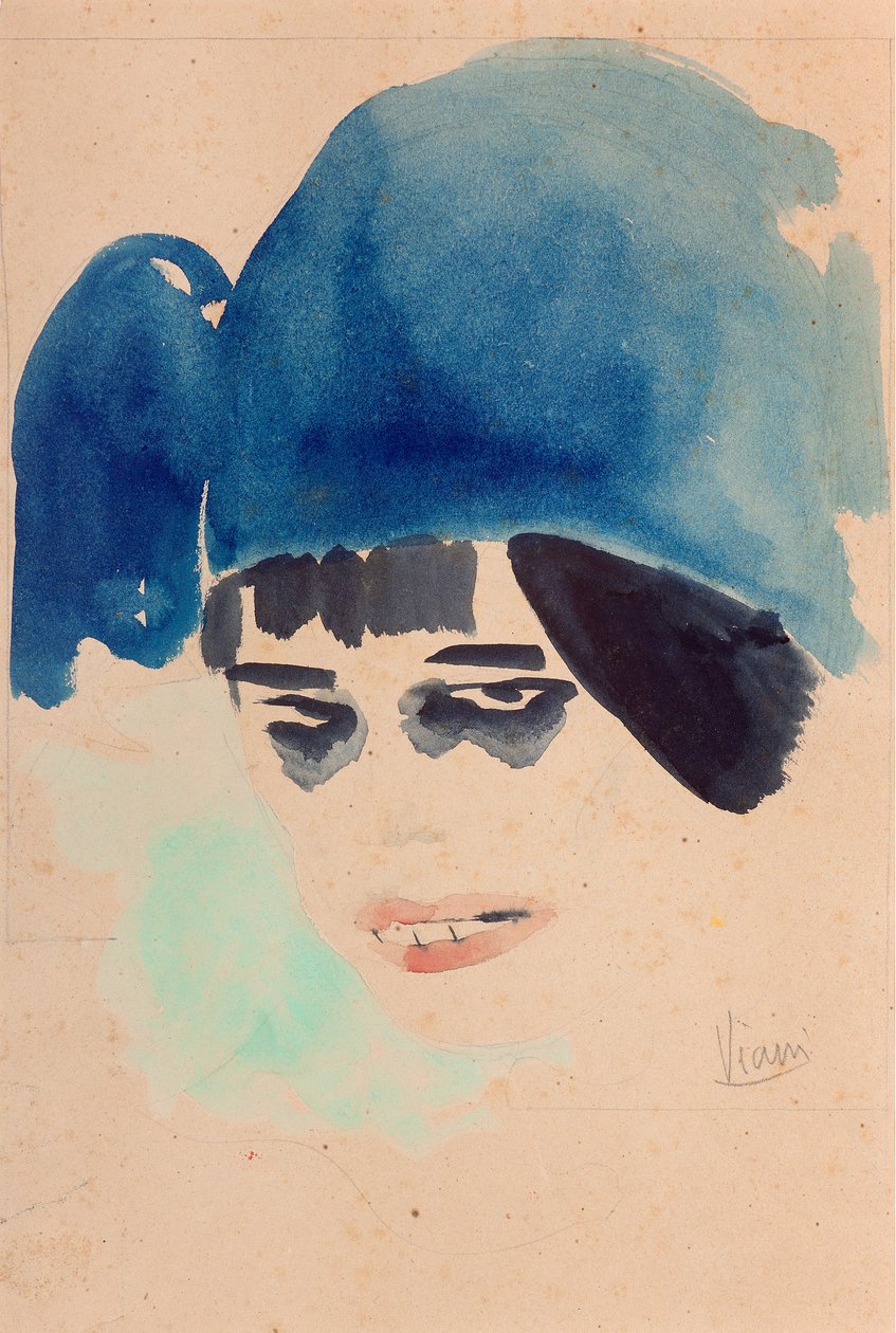 Portrett, ca. 1912 (akvarell og blyant på papir) av Lorenzo Viani
