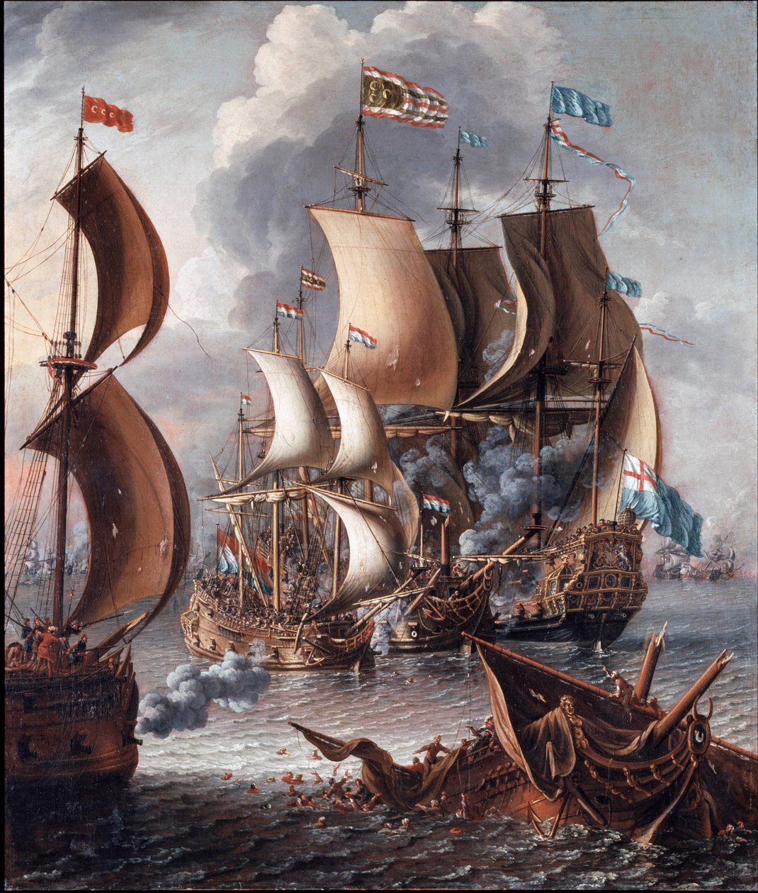 En sjøkamp med Barbary Corsairs av Lorenzo a Castro