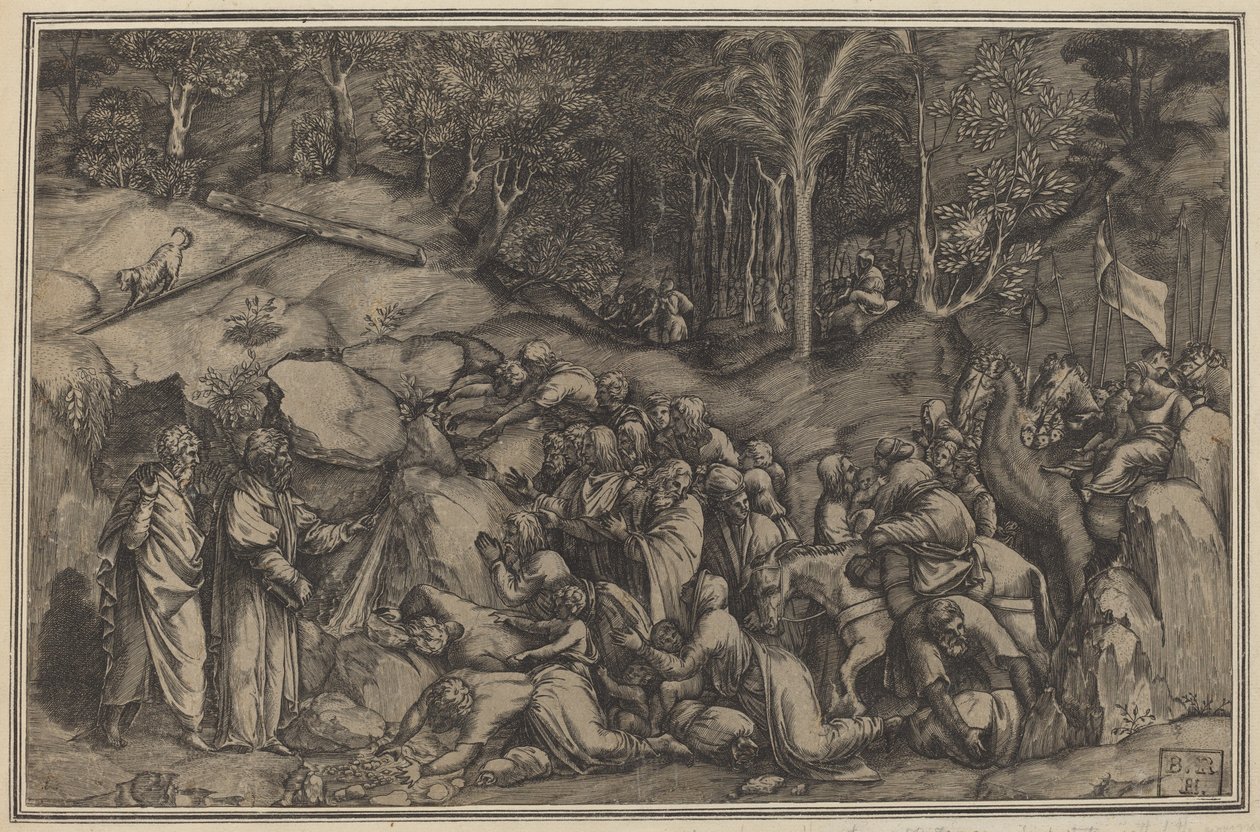 Moses slår klippen av Lorenzo de Musi