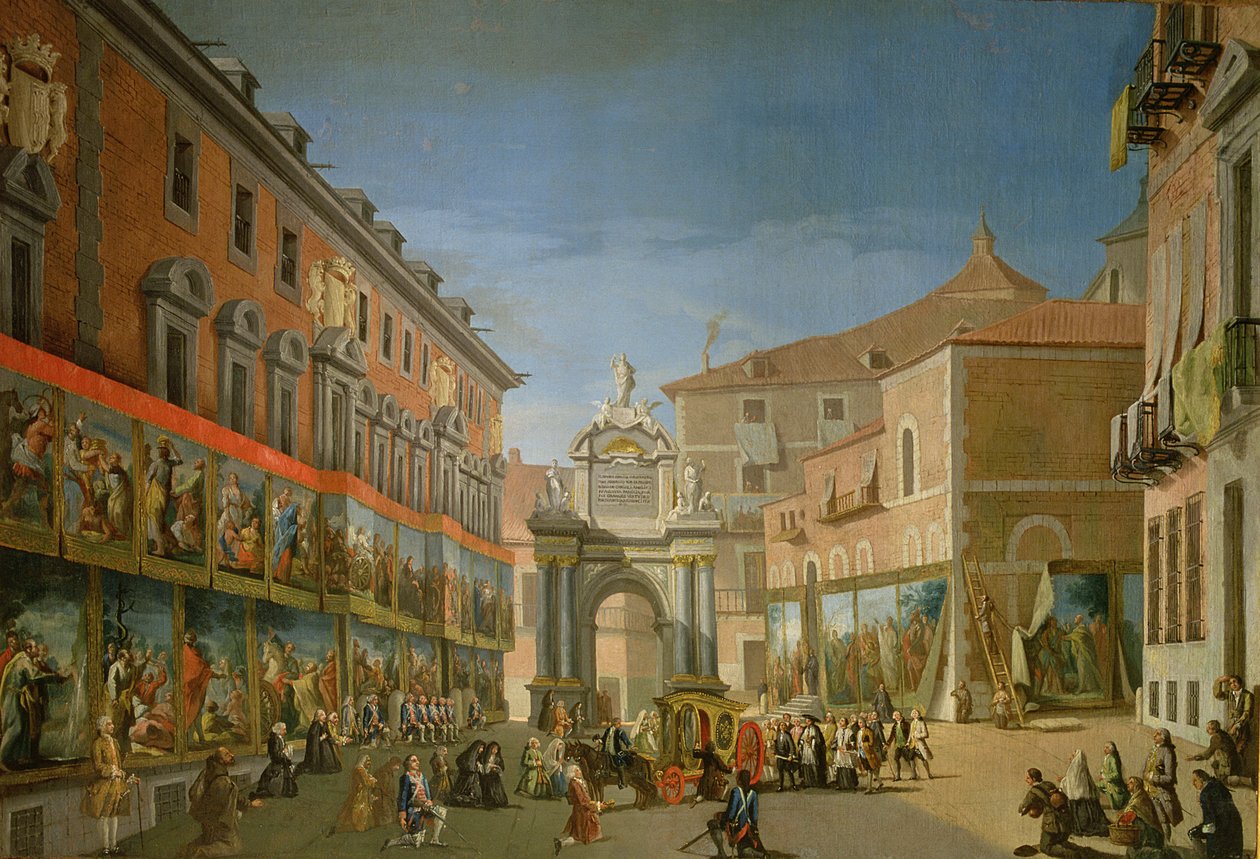 Triumfbuen til St. Mary i hovedgaten i Madrid (olje på lerret) av Lorenzo de Quiros