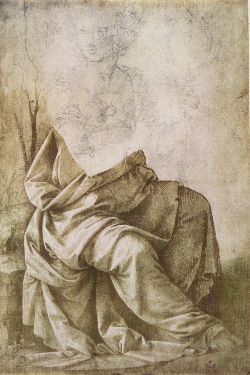 Studie av en figur som representerer astronomi (penn og blekk med vask) av Lorenzo di Credi