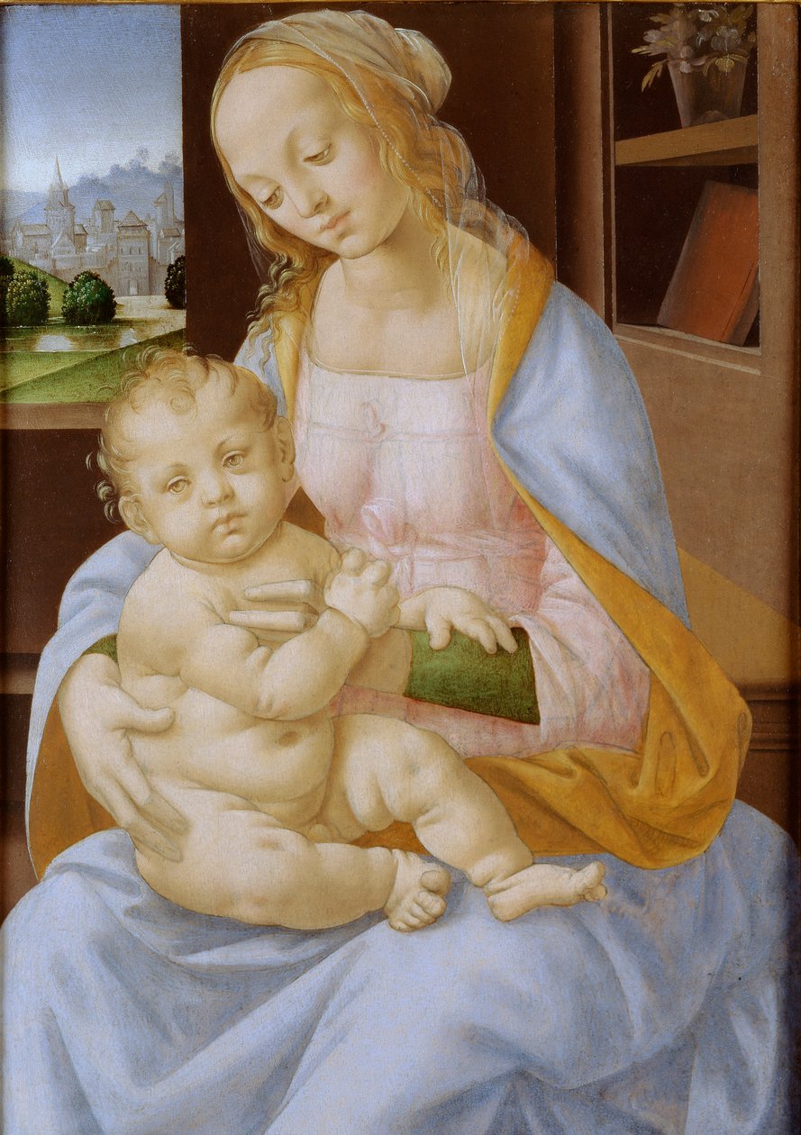 Jomfruen og barnet, 1400-1500-tallet 1470-1537 av Lorenzo di Credi