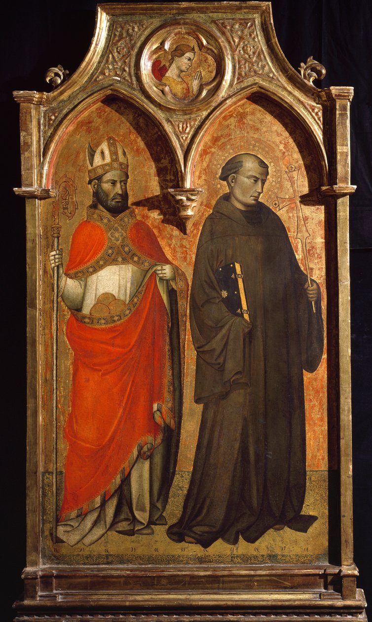 Saint Nicholas of Bari og Saint Francois of Assisi Maleri av Lorenzo di Niccolo Gerini (14.-15. århundre) Søn 153,6x85,5 cm Assisi, Museum of the Treasury of the Basilica of San Francesco. Perkins College av Lorenzo di Niccolo Gerini