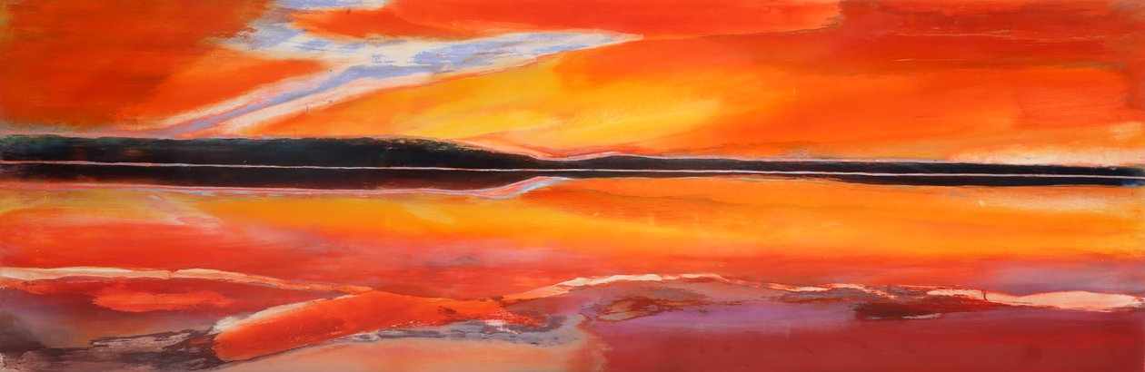 Phoenix Rising, 2014, olje og skjellakk på gessopanel av Lou Gibbs