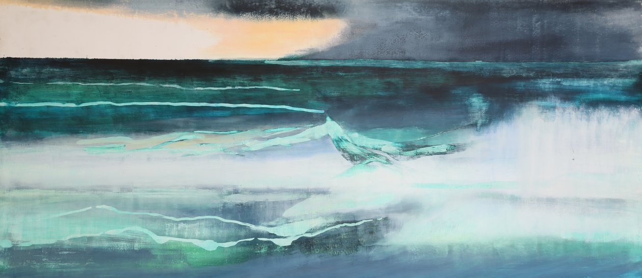 Seascape, (olje og skjellakk på gesso) av Lou Gibbs