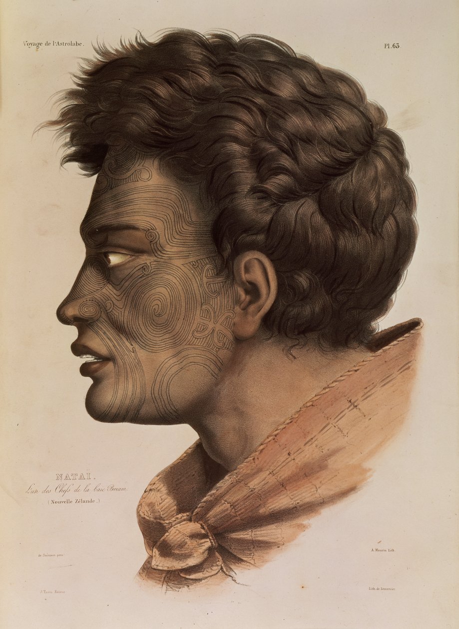 Natai, en maorihøvding fra Bream Bay, New Zealand, plate 63 fra 