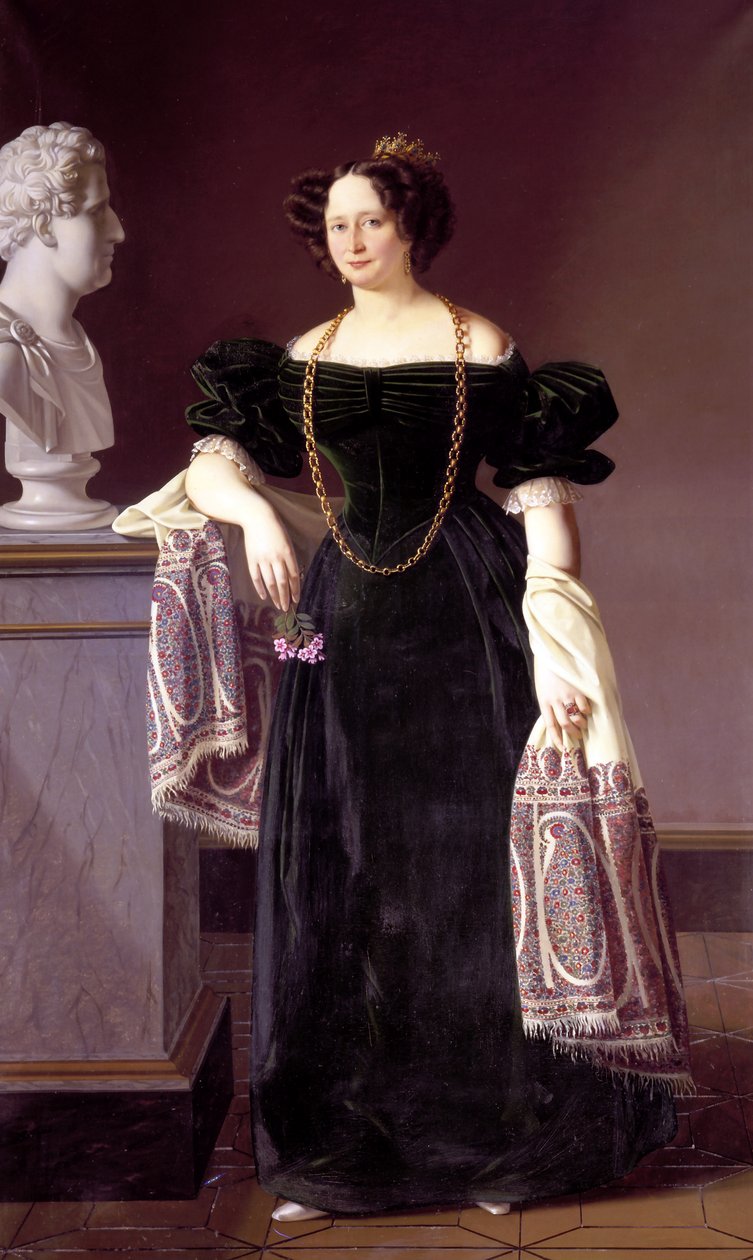 Portrett av Caroline Amalie av Schleswig-Holstein-Sonderburg-Augustenburg (1796-1881) av Louis Aumont