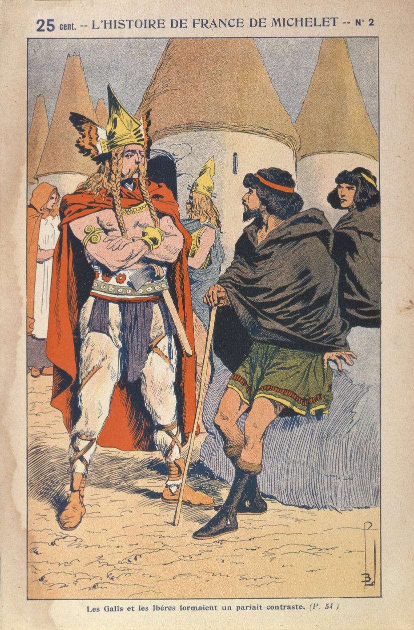 Gallerne og ibererne, illustrasjon fra Histoire de France av Jules Michelet (1798-1874) ca. 1900 av Louis Charles Bombled