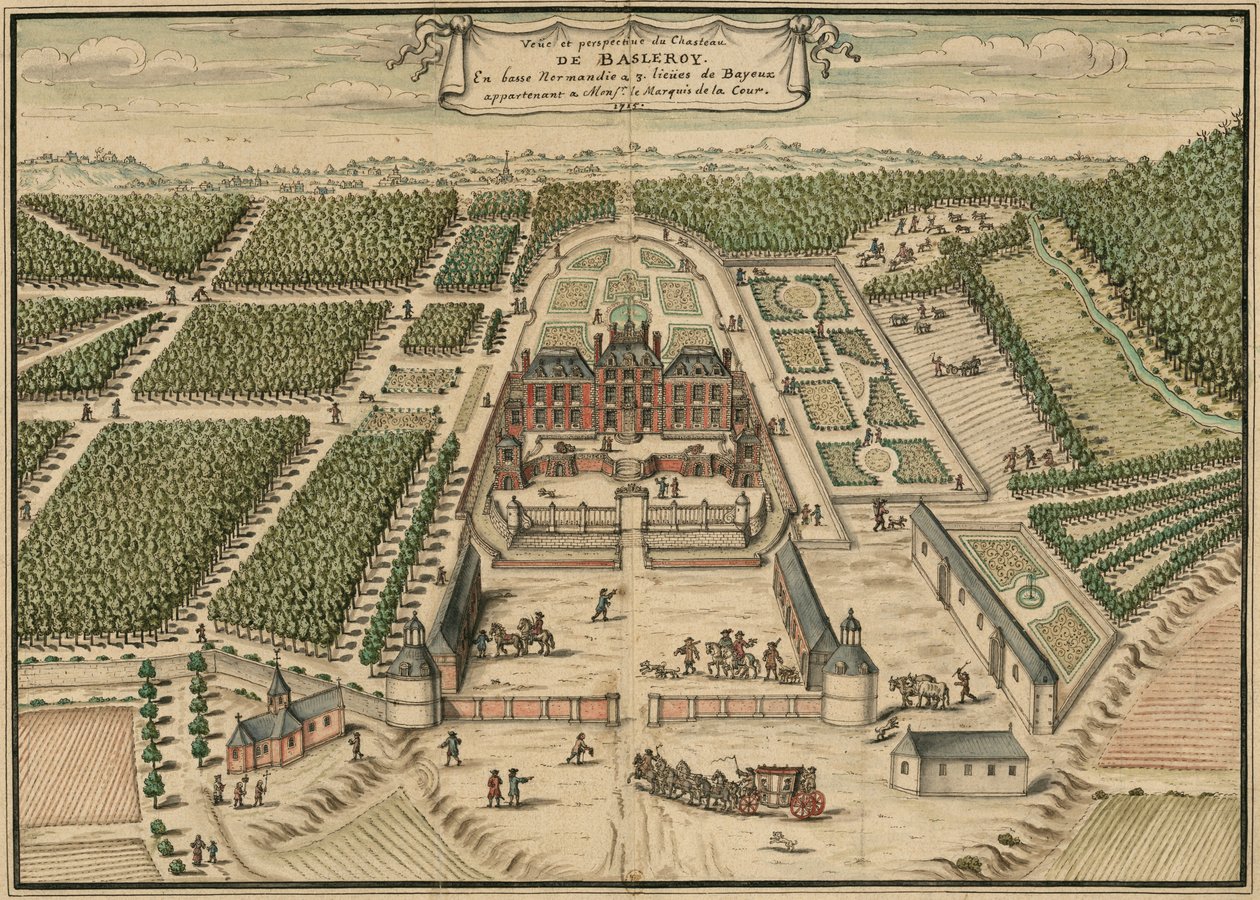 Perspektivtegning av Balleroy Castle i Frankrike av Louis Boudan