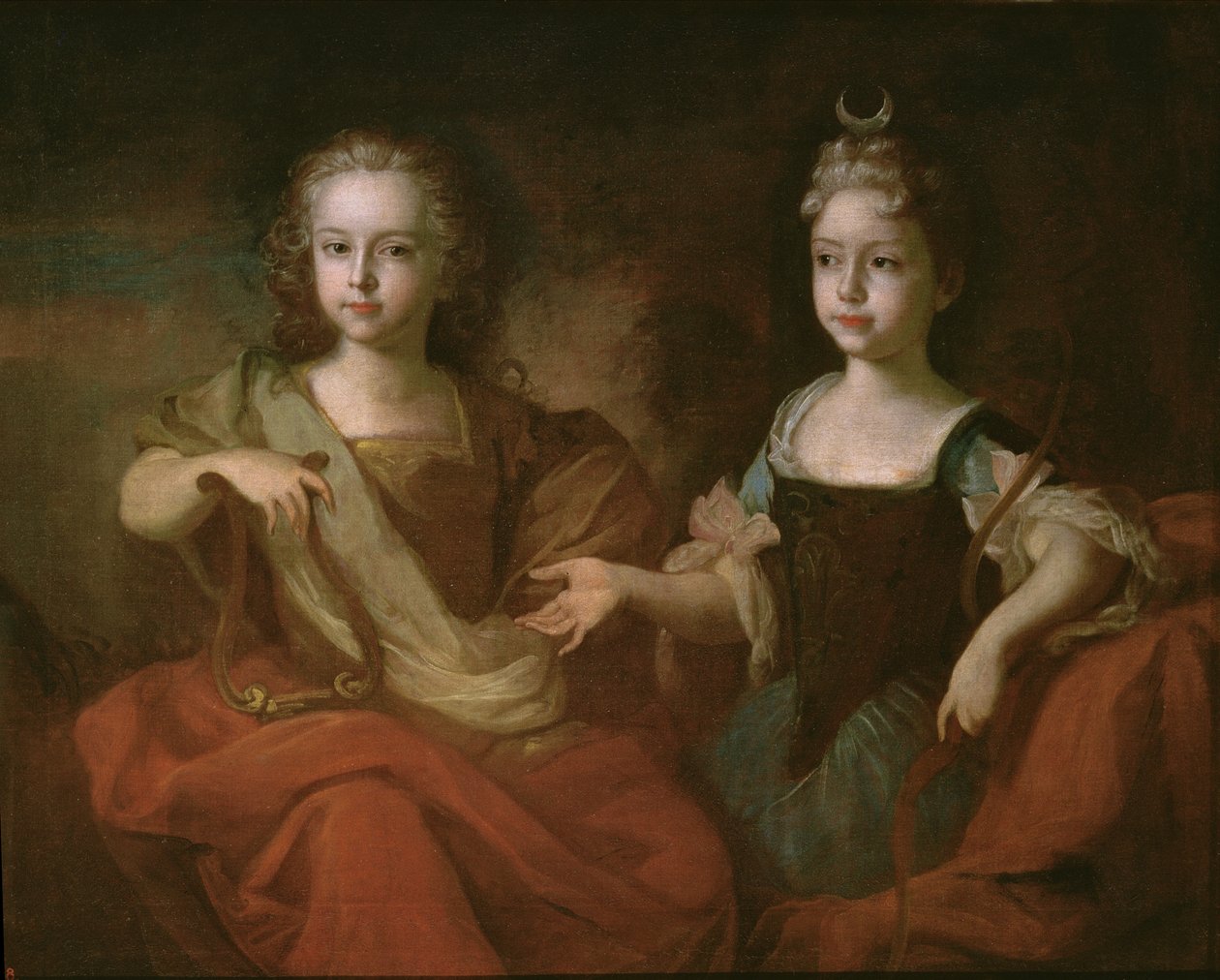 Tsarevich Peter Alekseevitch og Tsarevna Nathalie Alekseevna som Apollo og Diana, ca. 1722 av Louis Caravaque