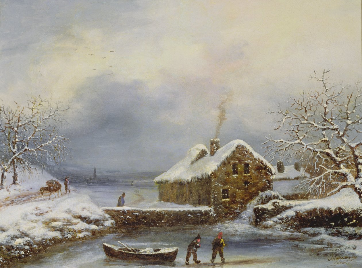 Frossen elvescene med figurer av Louis Claude Mallebranche