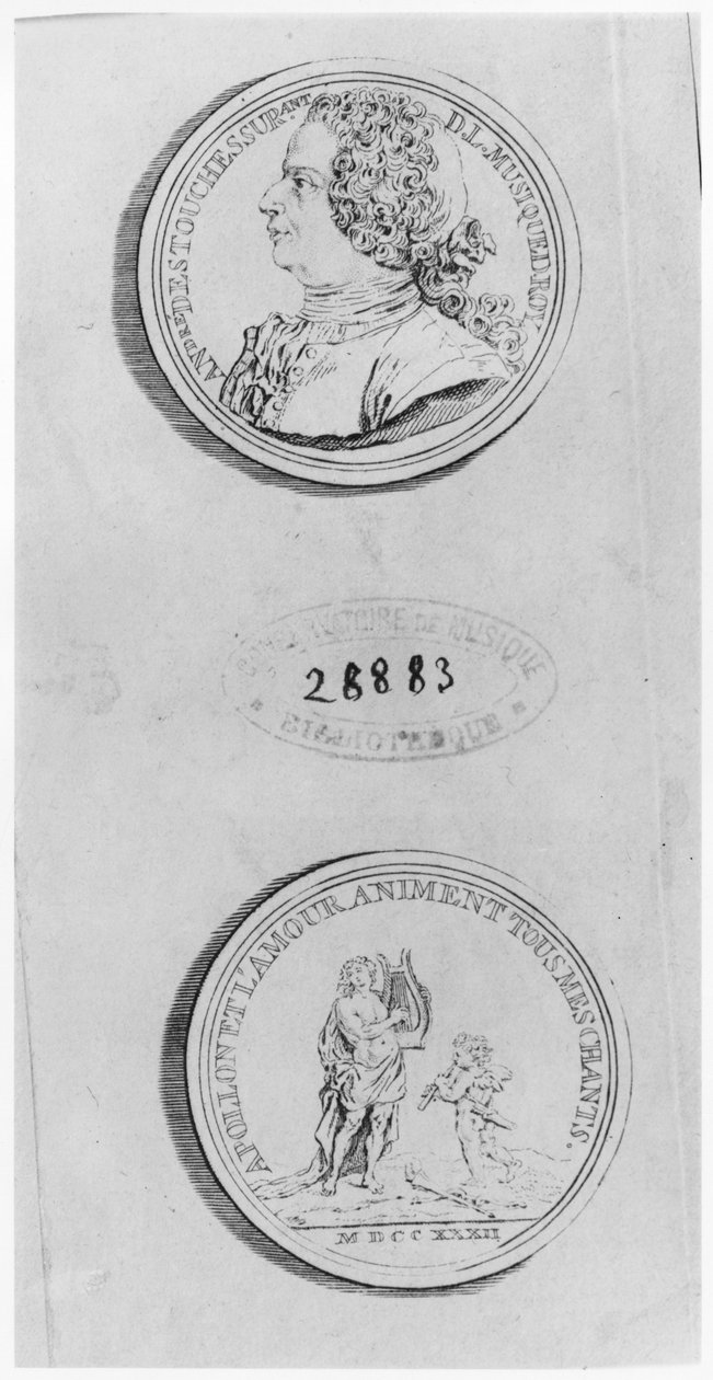 Andre Cardinal Destouches, gravert fra en medalje fra 1732, ca. 1750 av Louis Crepy