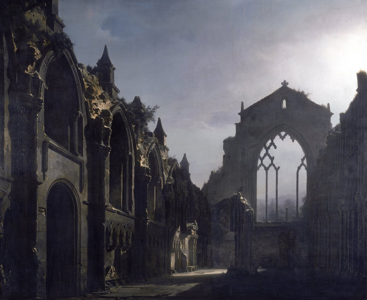 Ruinene av Holyrood kapell av Louis Jacques Mande Daguerre