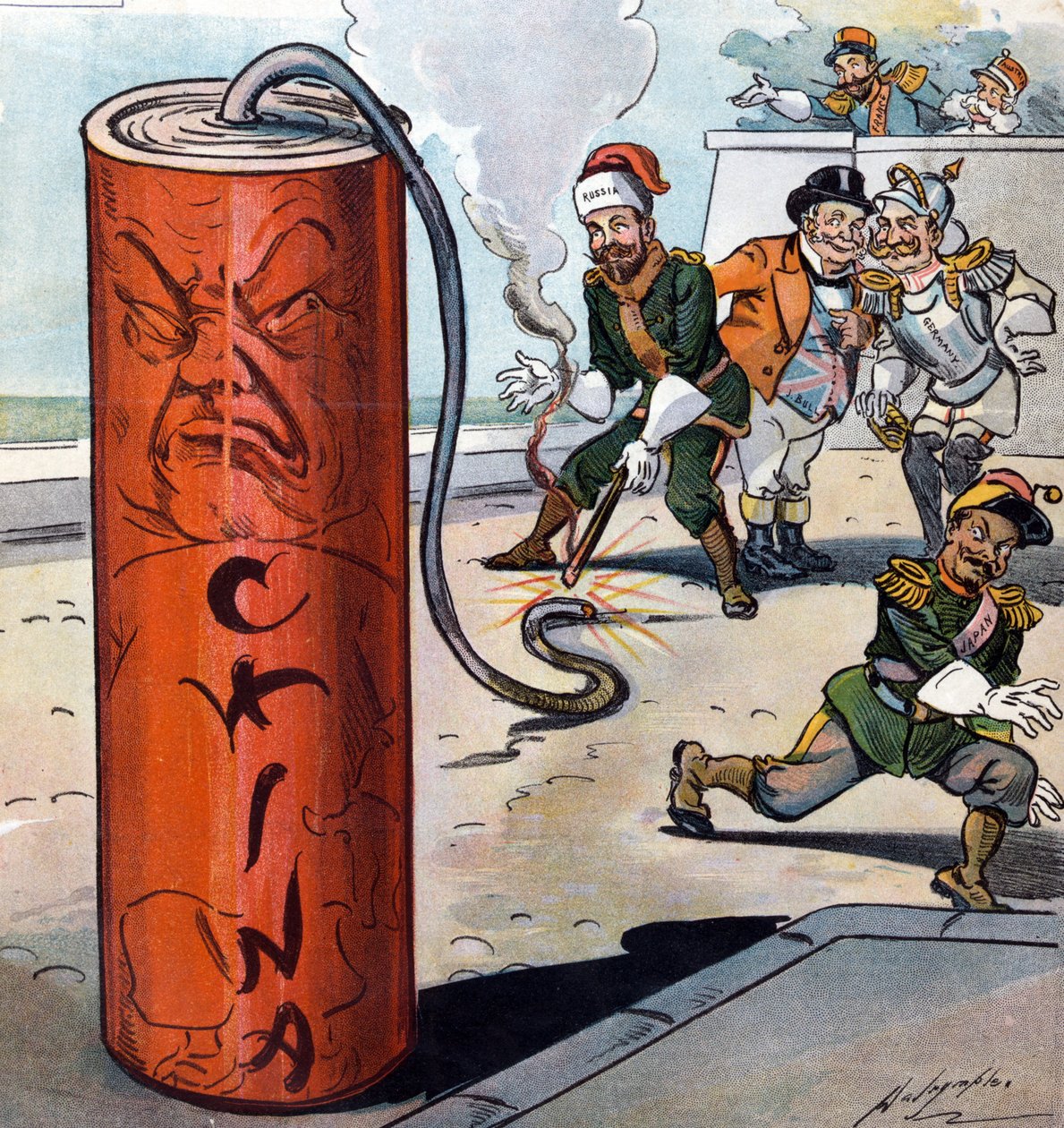 Et farlig fyrverkeri, 1900 av Louis Dalrymple