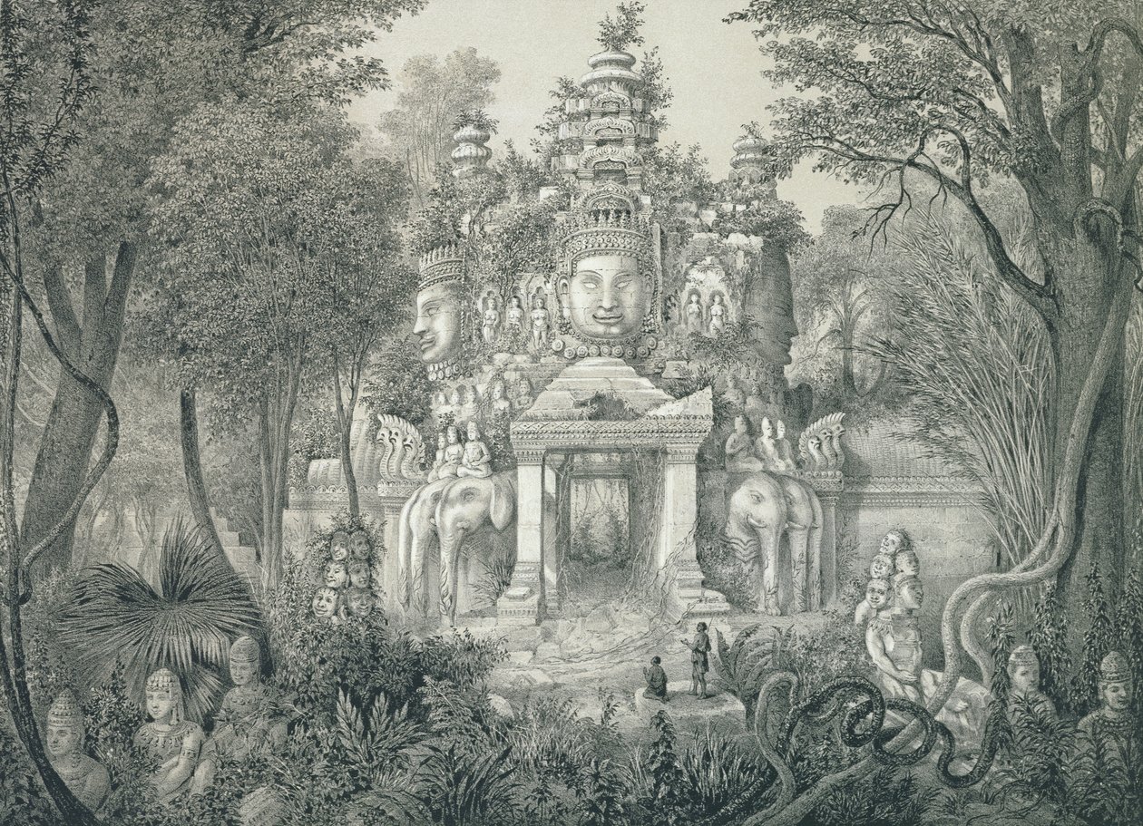 En portal i Angkor Thom, 1873 av Louis Delaporte
