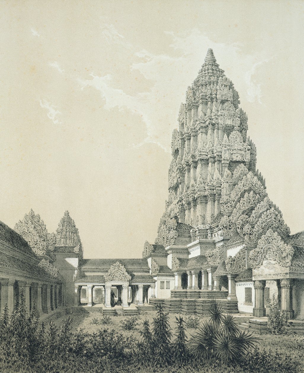 Sentraltårn og overordnet domstol i Angkor Wat, 1873 av Louis Delaporte