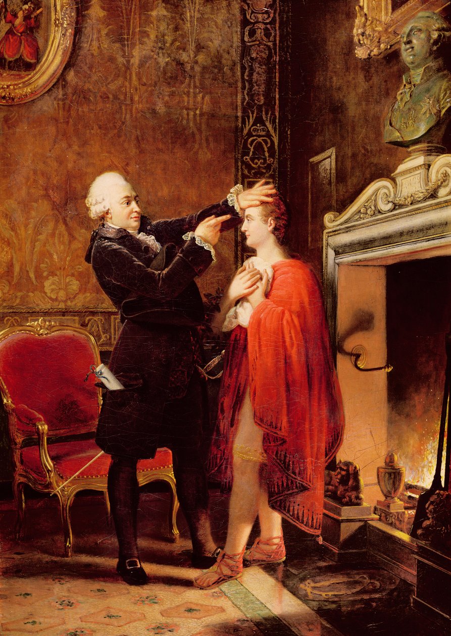 Jean-Francois Ducis (1733-1816) Forteller fremtiden til skuespilleren, Talma, ved å lese linjene i ansiktet hans, 1833 av Louis Ducis
