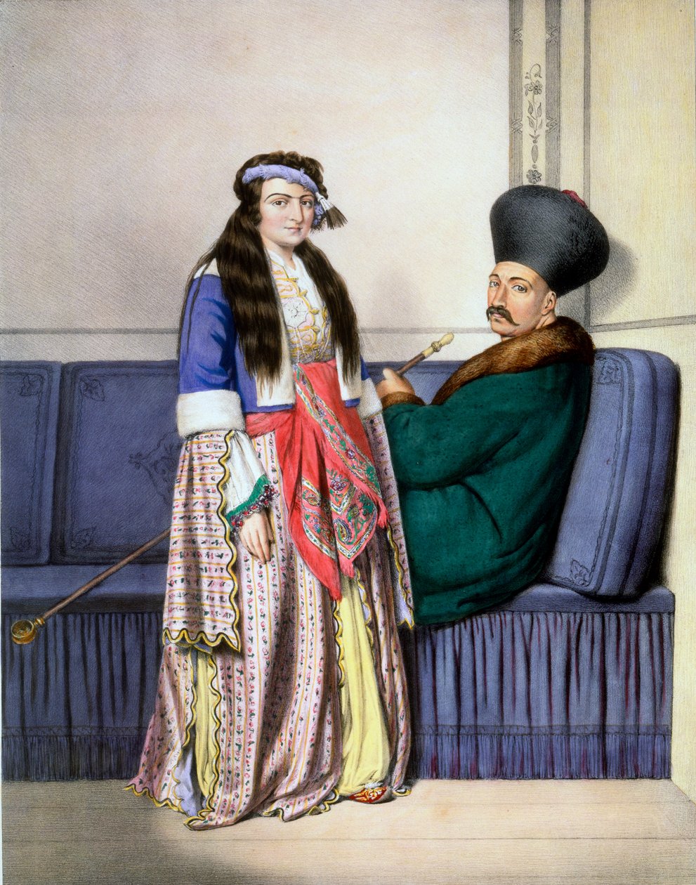 En armensk pris og hans kone - Plate XXVII, gravert av Lemercier fra 