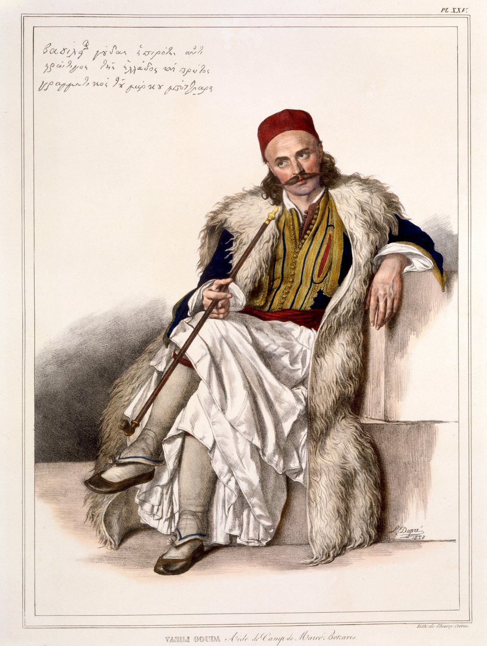 Vanila Gouda, Aide de Camp of Notis Botazaris - Plate XXV, gravert av Lemercier fra 