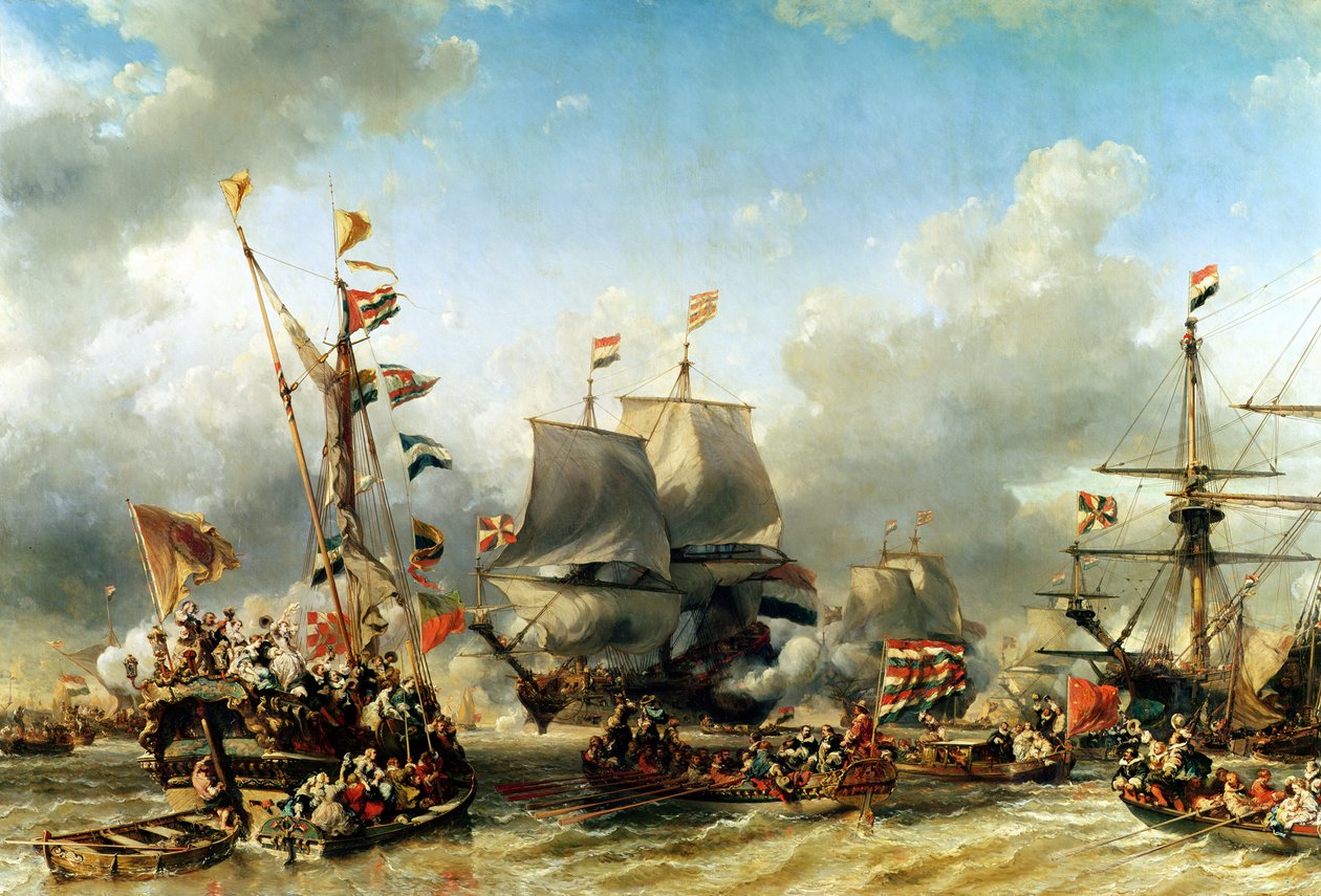 Ombordstigningen til Ruyter og William de Witt i 1667, 1850-51 av Eugene Isabey