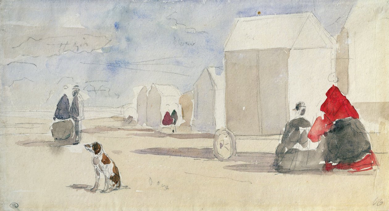 Ved bademaskinene, 1866 av Eugene Louis Boudin