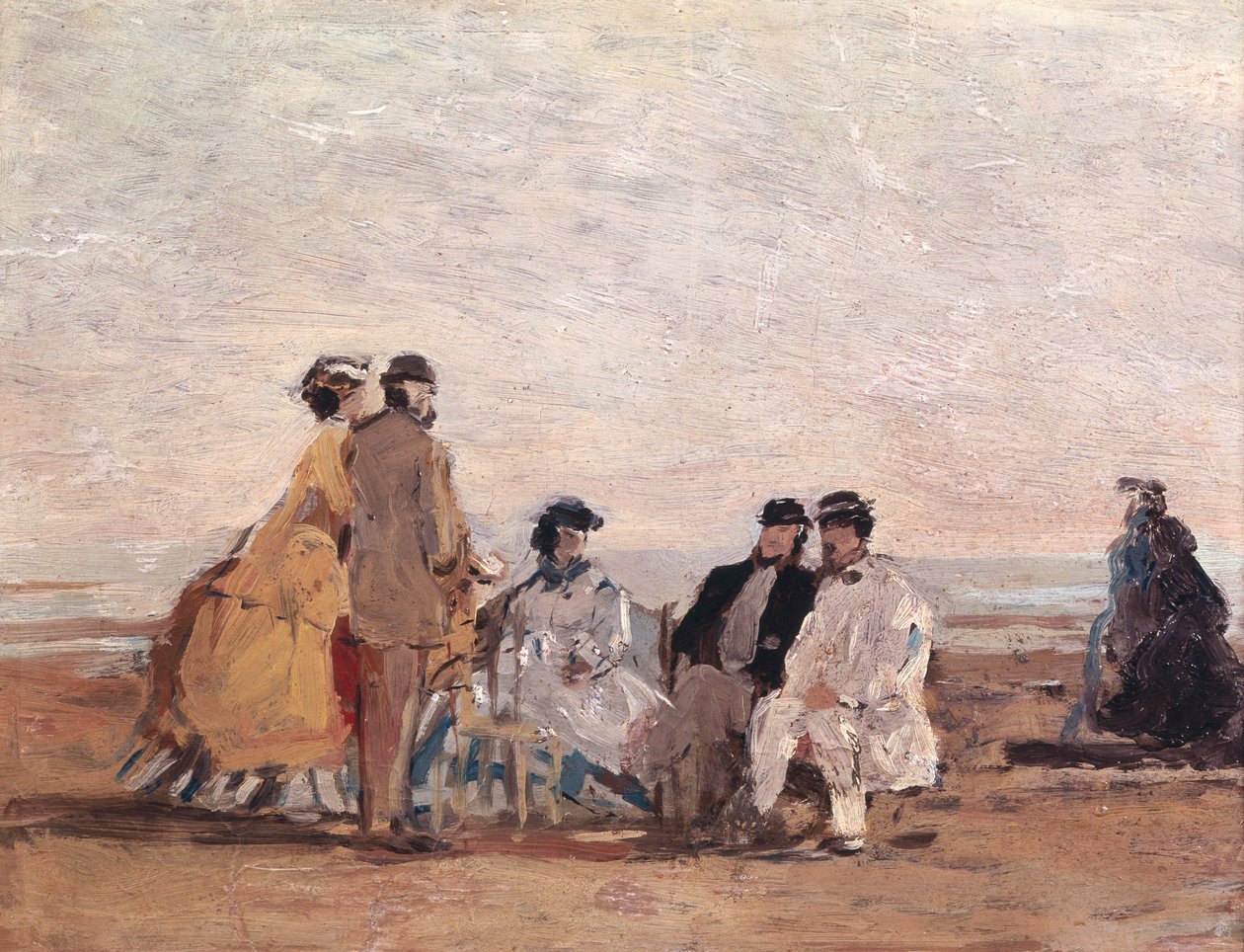 På stranden i Trouville, ca. 1865 av Eugene Louis Boudin