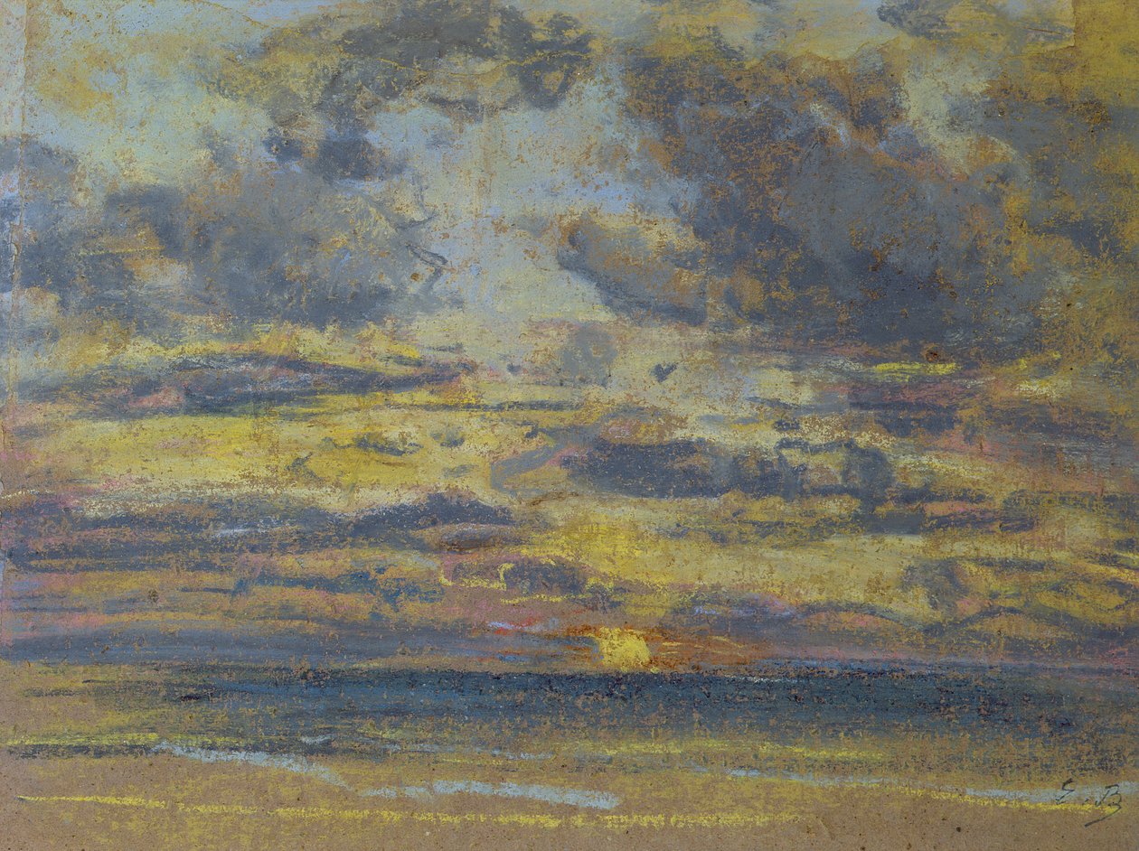 Studie av himmelen med solnedgang, ca. 1862-70 (pastell på papir) av Eugene Louis Boudin