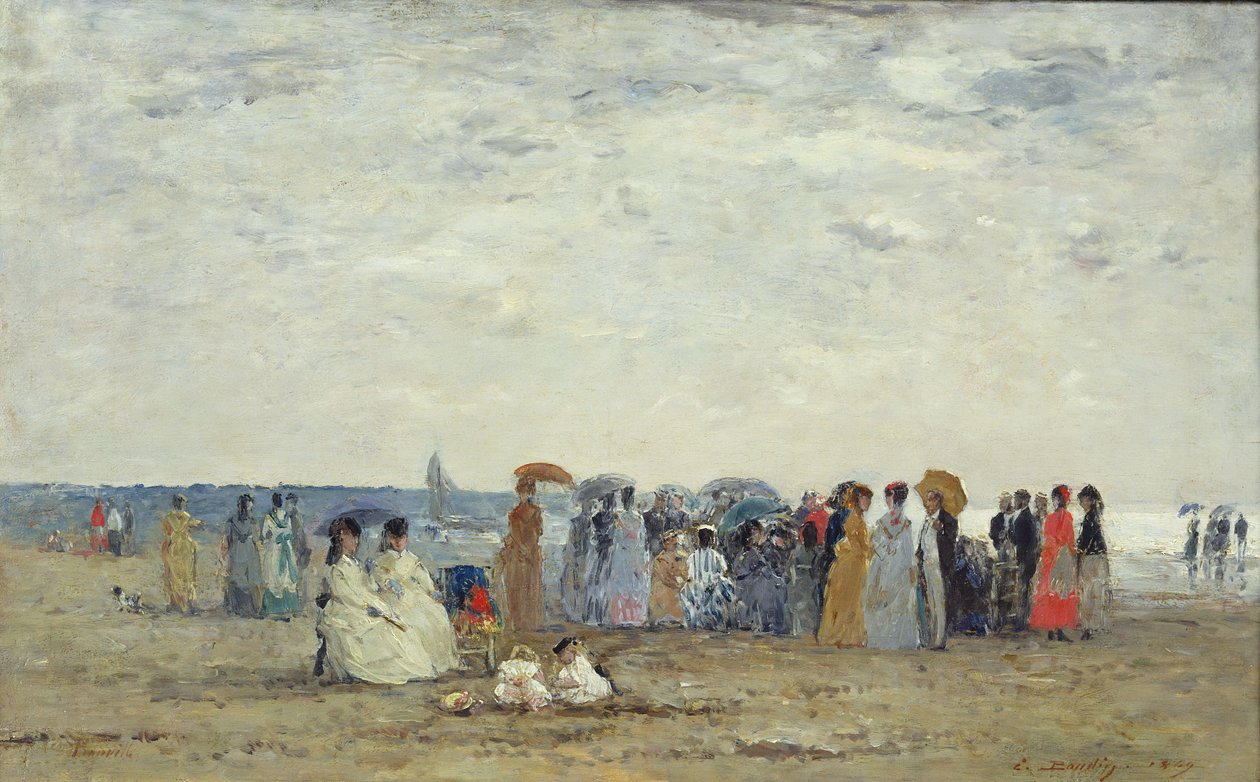 Svømmere på Trouville-stranden, 1869 (olje på tre) av Eugene Louis Boudin