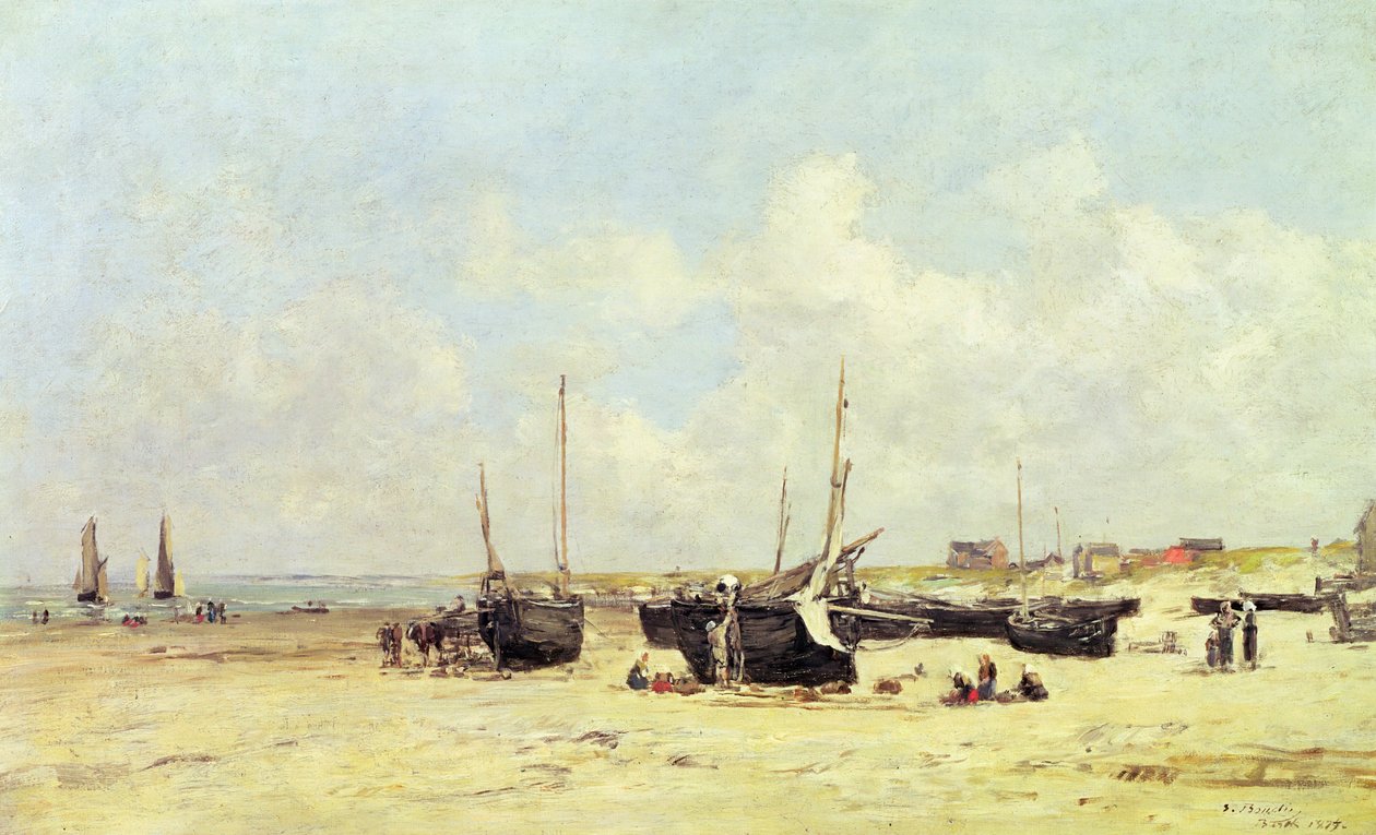 Stranden ved lavvann, Berck, 1890-97 av Eugene Louis Boudin