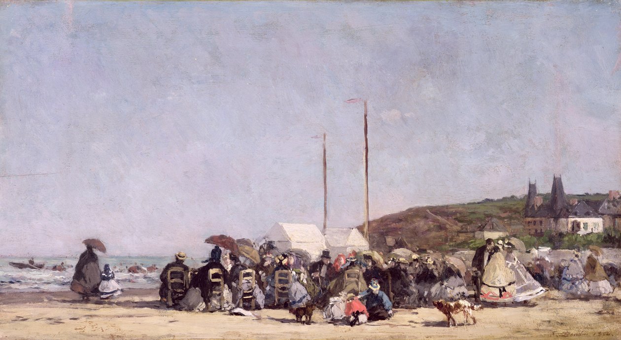Stranden ved Trouville, 1864 av Eugene Louis Boudin