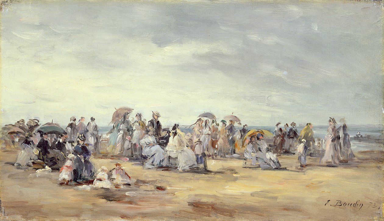 Stranden ved Trouville, 1873 av Eugene Louis Boudin