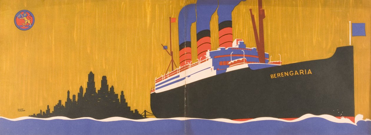 Cunard Line salgsfremmende brosjyre for Berengaria, ca. 1930 av Louis Fancher