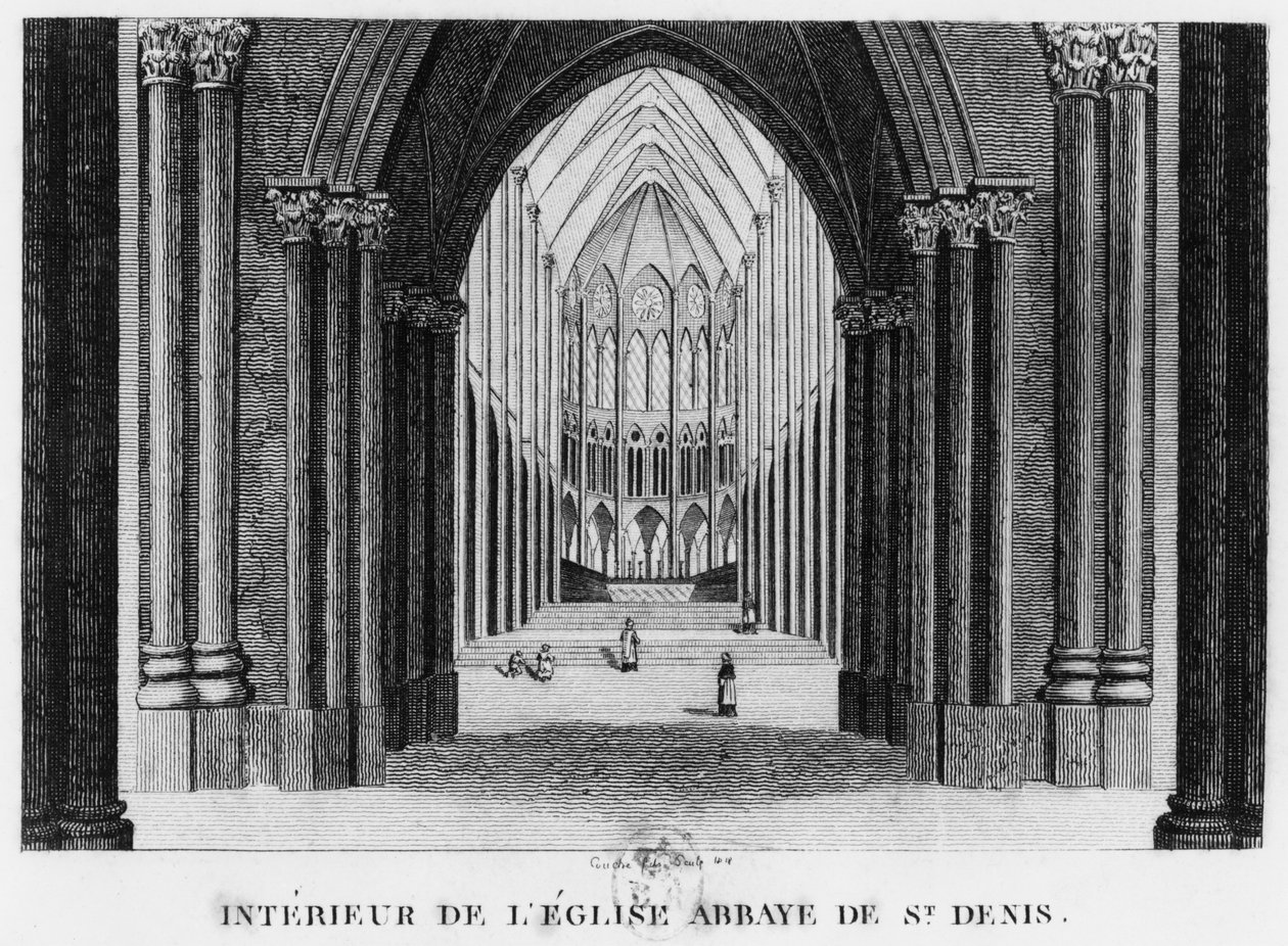 Basilica Saint-Denis, interiørutsikt, 1818 av Louis Francois Couche