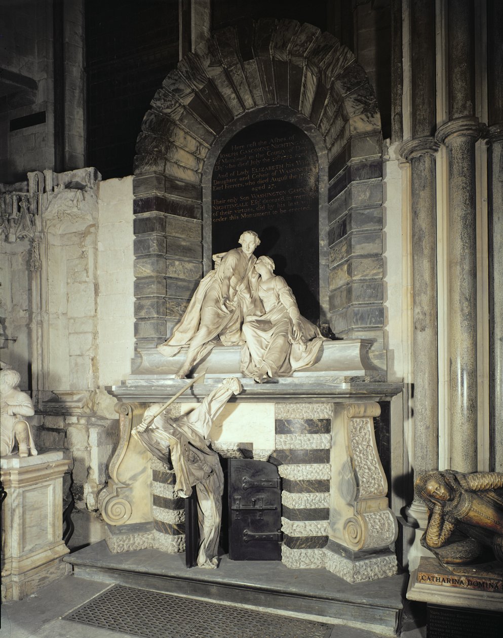 Graven til Sir Joseph og Lady Elizabeth Nightingale (d.1731), 1761 (marmor) av Louis Francois Roubillac