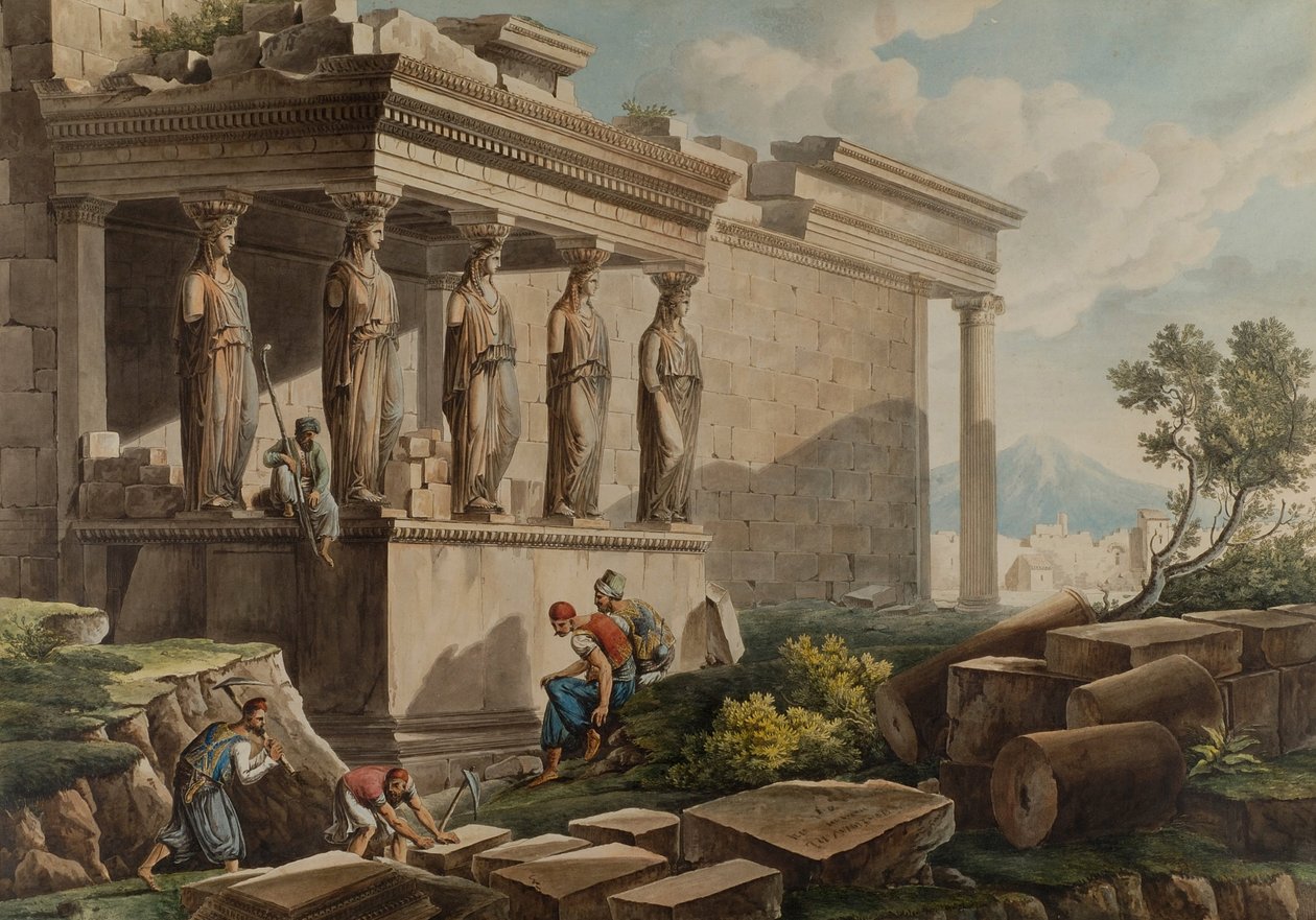 Verandaen til Karyatidene på Erechtheion av Louis Francois Cassas