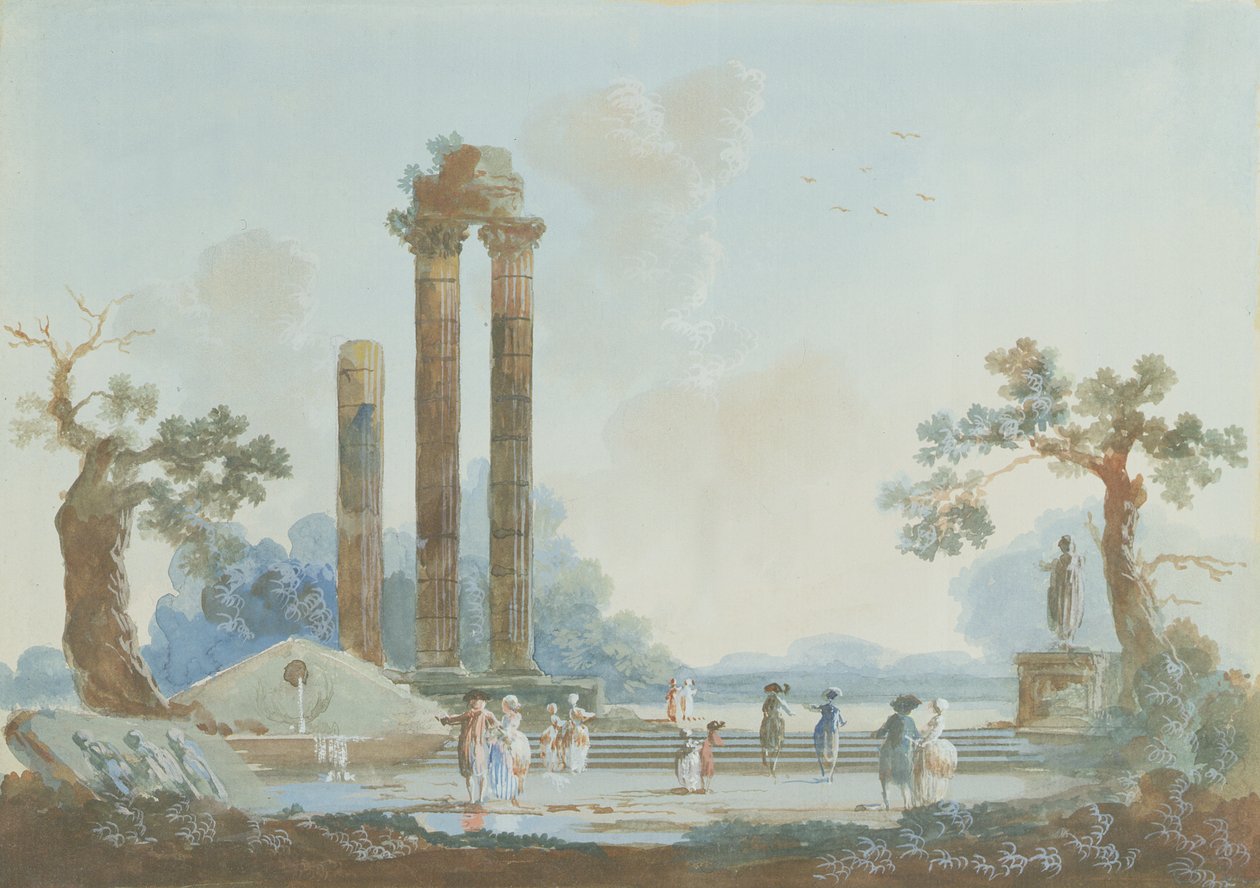Promenade in a Park at Dusk: A Set of Pendants, 1784 (se 309377 for par) av Louis Gabriel Moreau