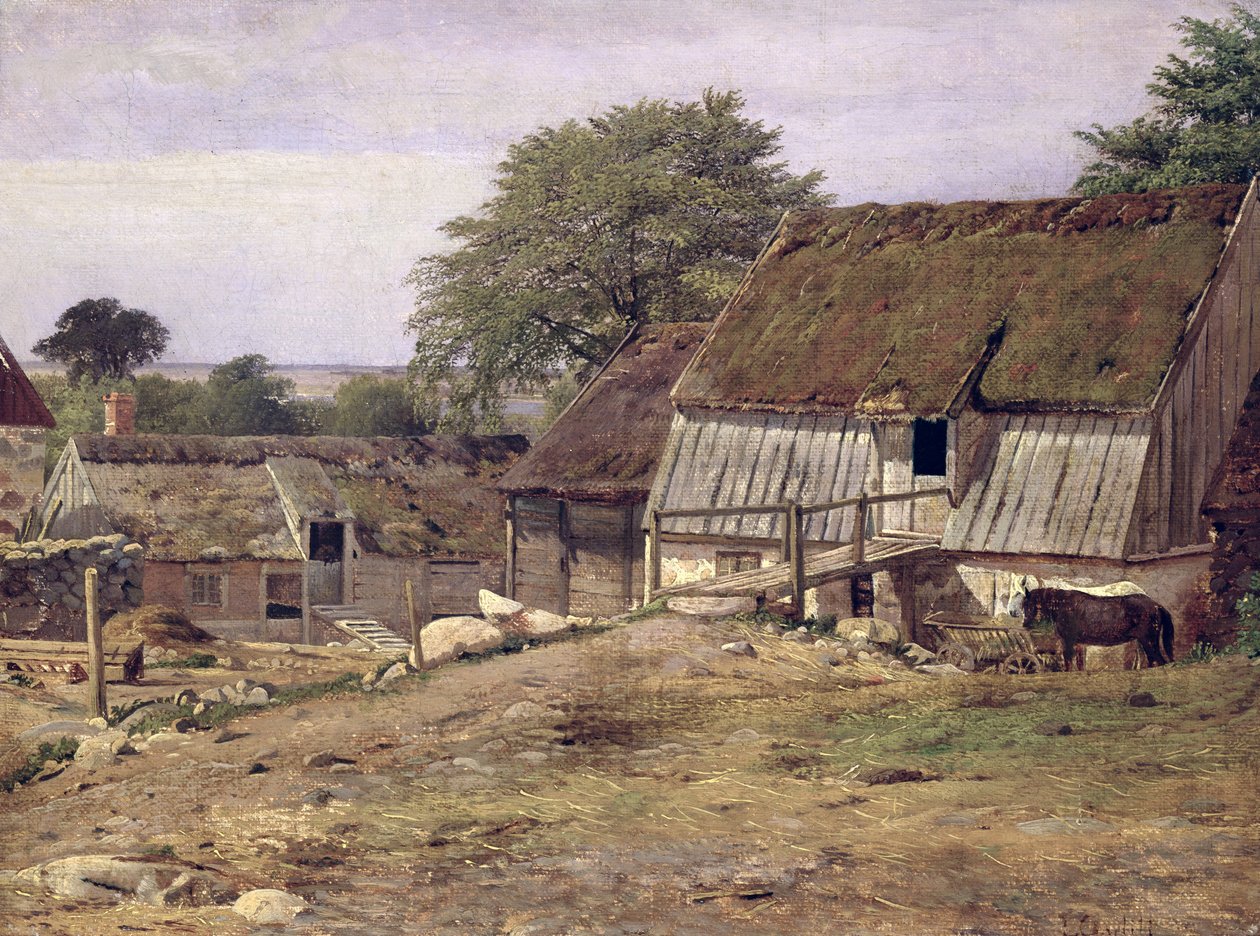 Et gårdshus i Sverige, 1834 av Louis Gurlitt