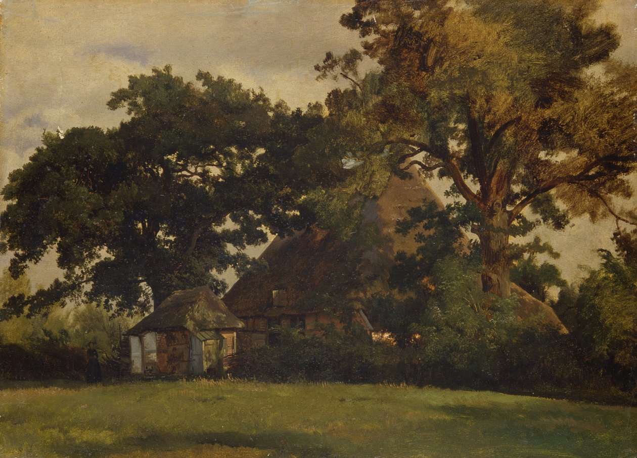 Våningshus i Sierhagen, 1861 (olje på papir på tre) av Louis Gurlitt