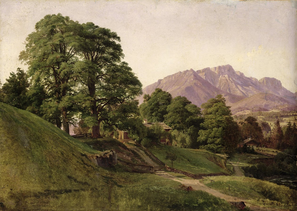 Landskap i Øvre Bayern, 1836 (olje på papir montert på kort) av Louis Gurlitt