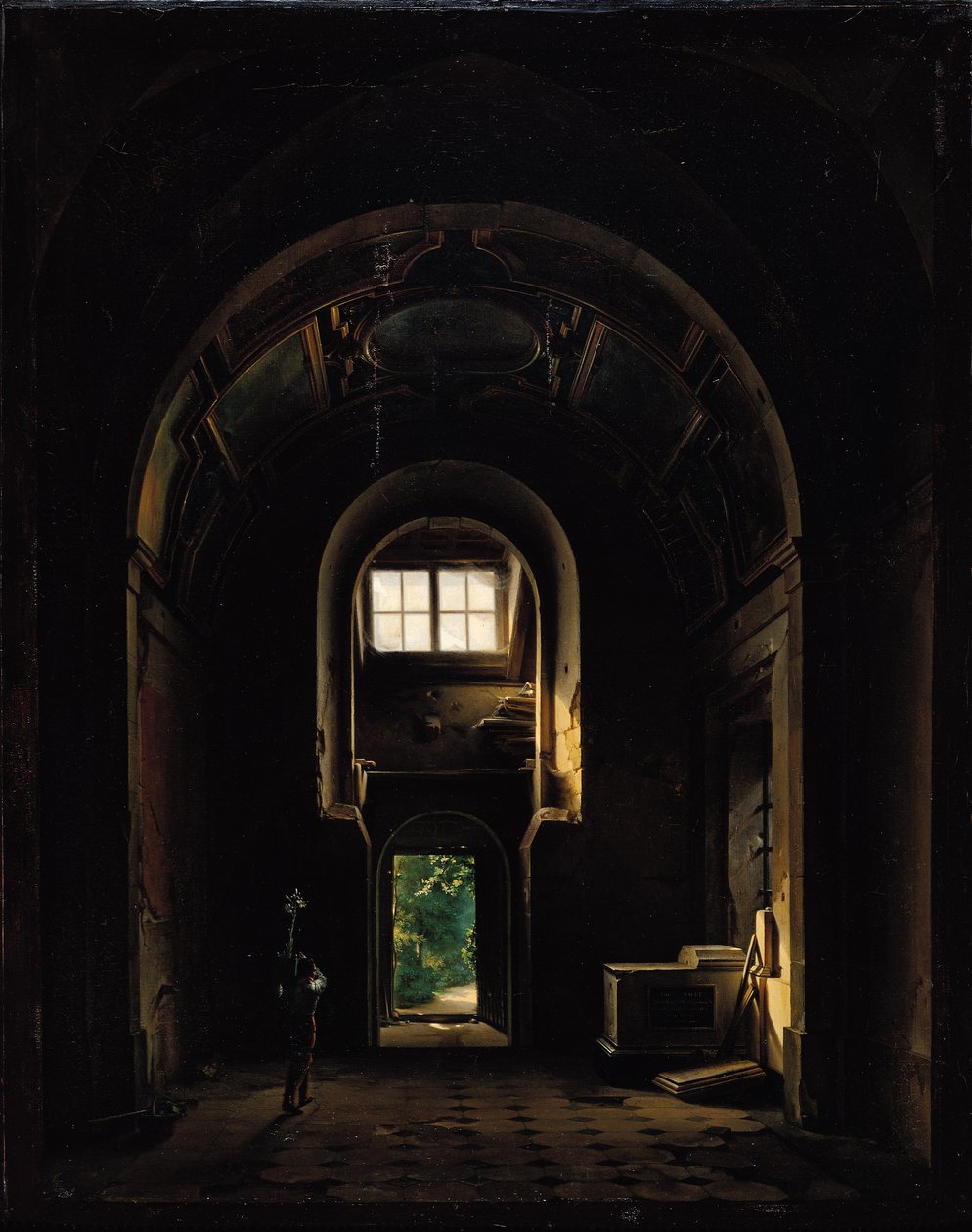 Interiøret i kapellet Saint-Philippe i Eglise des Feuillants i Paris, 1814 av Louis Jacques Mande Daguerre