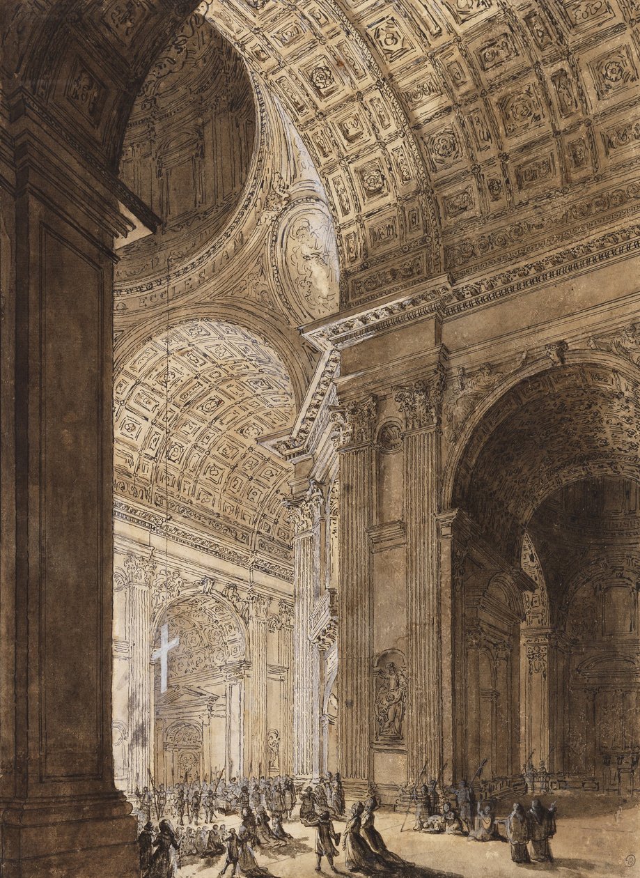 Interiøret i St. Peters belyst av Louis Jean Desprez