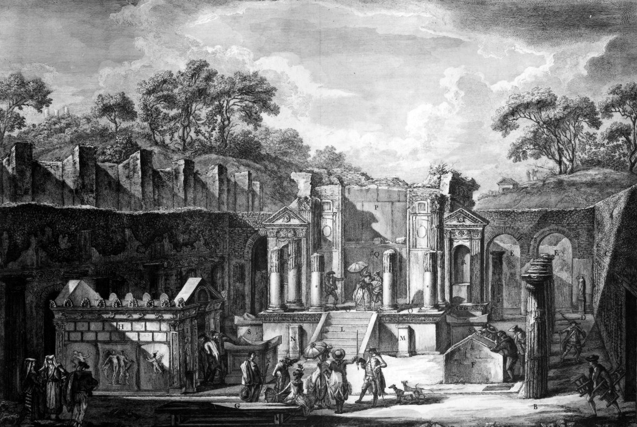 Utsikt over Temple of Isis, Pompeii, gravert av Francesco Piranesi, 1788 av Louis Jean Desprez