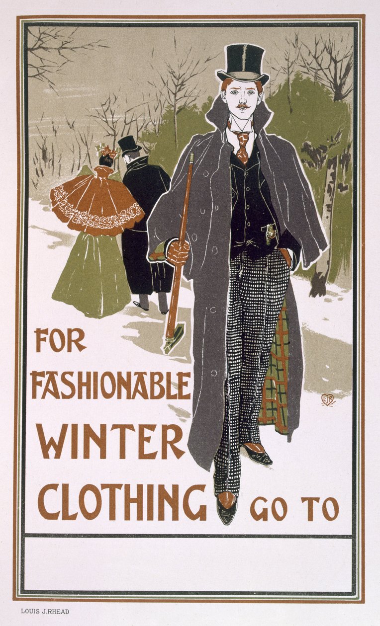 Utkast til plakatdesign for et vinterklærfirma av Louis John Rhead