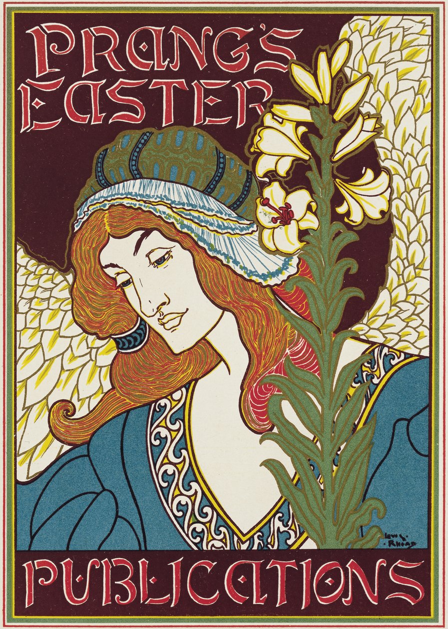 Plakat som reklamerer for Prangs påskepublikasjoner, 1896 av Louis John Rhead