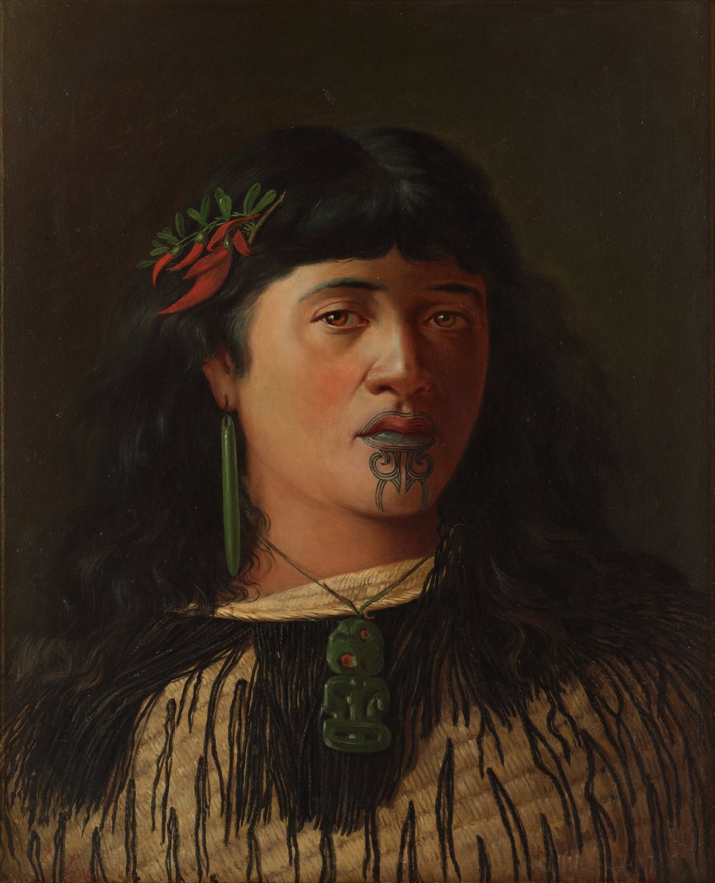 Portrett av en ung maori -kvinne med moko av Louis John Steele