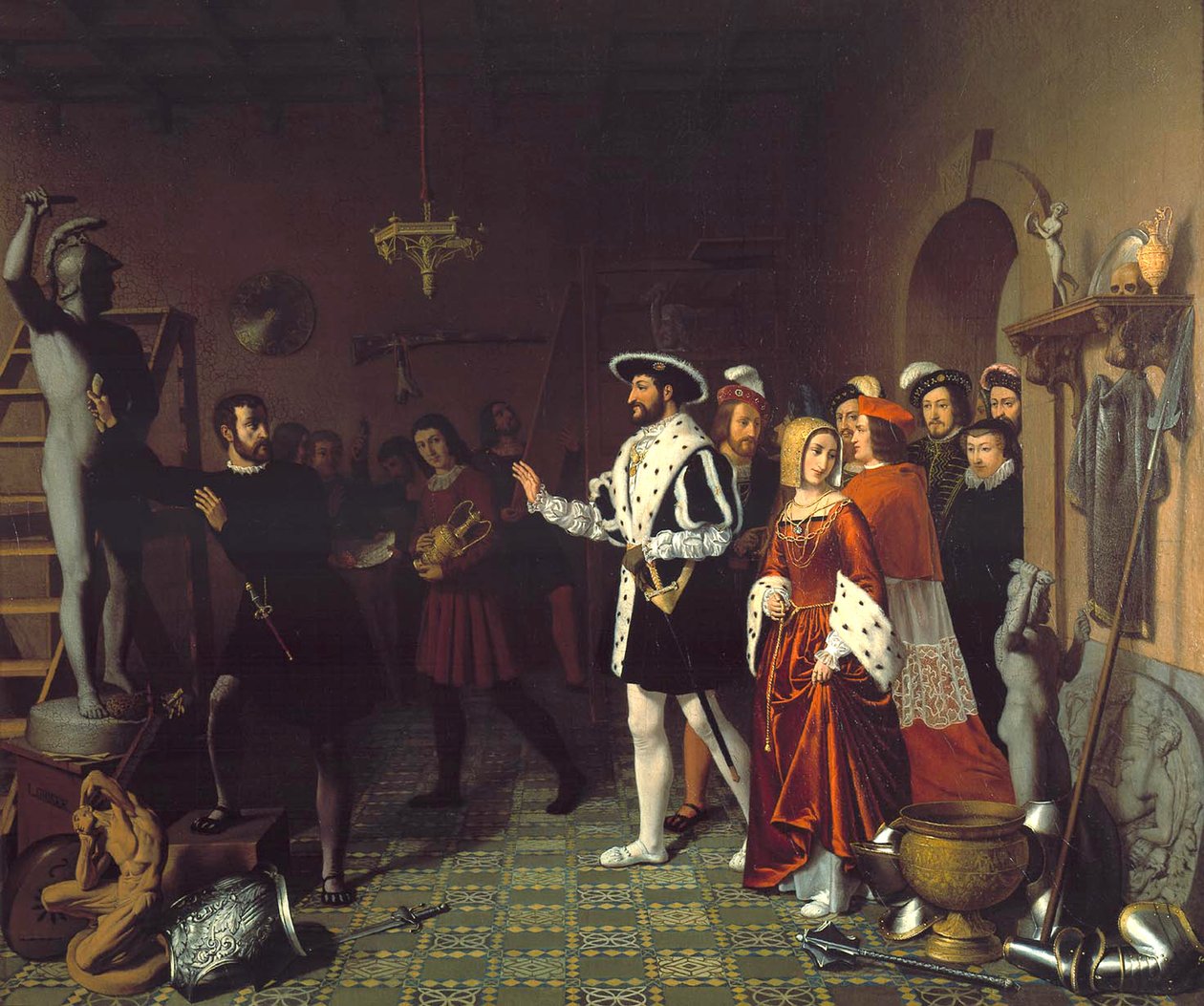 François I besøker Benvenuto Cellini på slottet i Nesle, c. 1845 av Louis Joseph Grisée