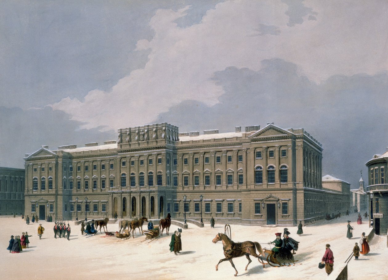Storhertugens palass av Leuchtenberg i St. Petersburg, trykt av Lemercier, Paris, 1840-årene av Louis Jules Arnout